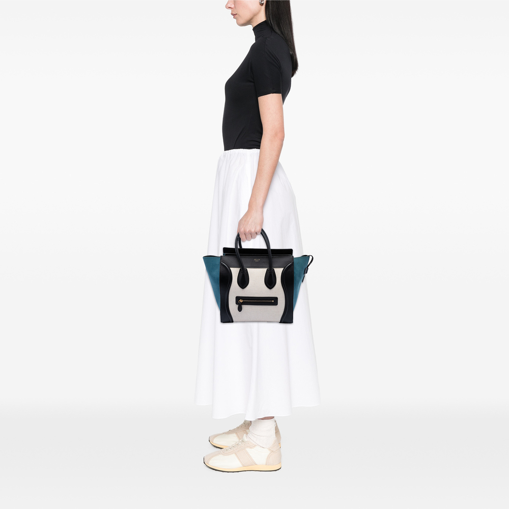 Pre-Loved Celine Mini Tricolor Canvas and Leather Luggage Tote - Picture 7 of 7